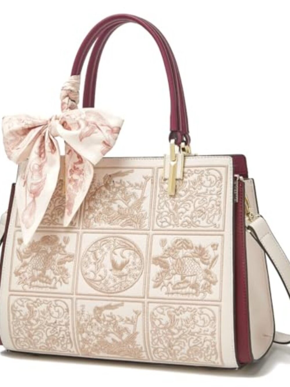 FOXLOVER Split Leather Top Handle Handbag Crossbody Bag